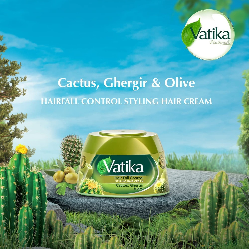 Vatika Naturals Hair Fall Control Hair Cream with Cactus, Ghergir & Olive - 140ml