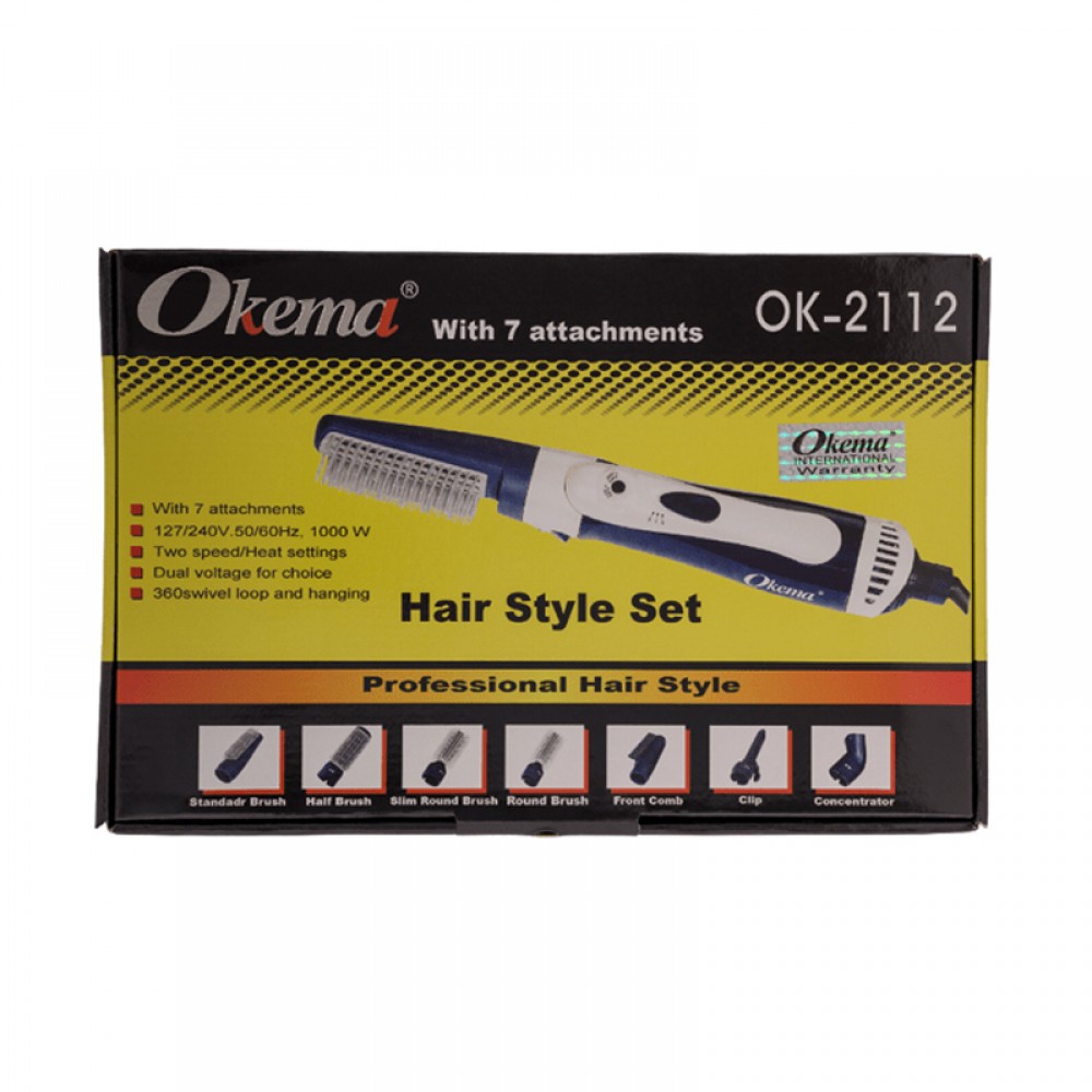 Okema Hair Style Set With 7 attachments - OK2112