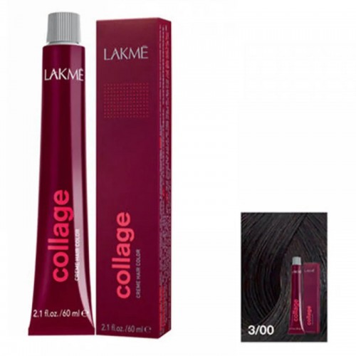 Lakme Collage Permanent Hair Dye for Unisex 3/00 Dark Brown Lakme Collage Permanent Hair Dye for Unisex 3/00 Dark Brown