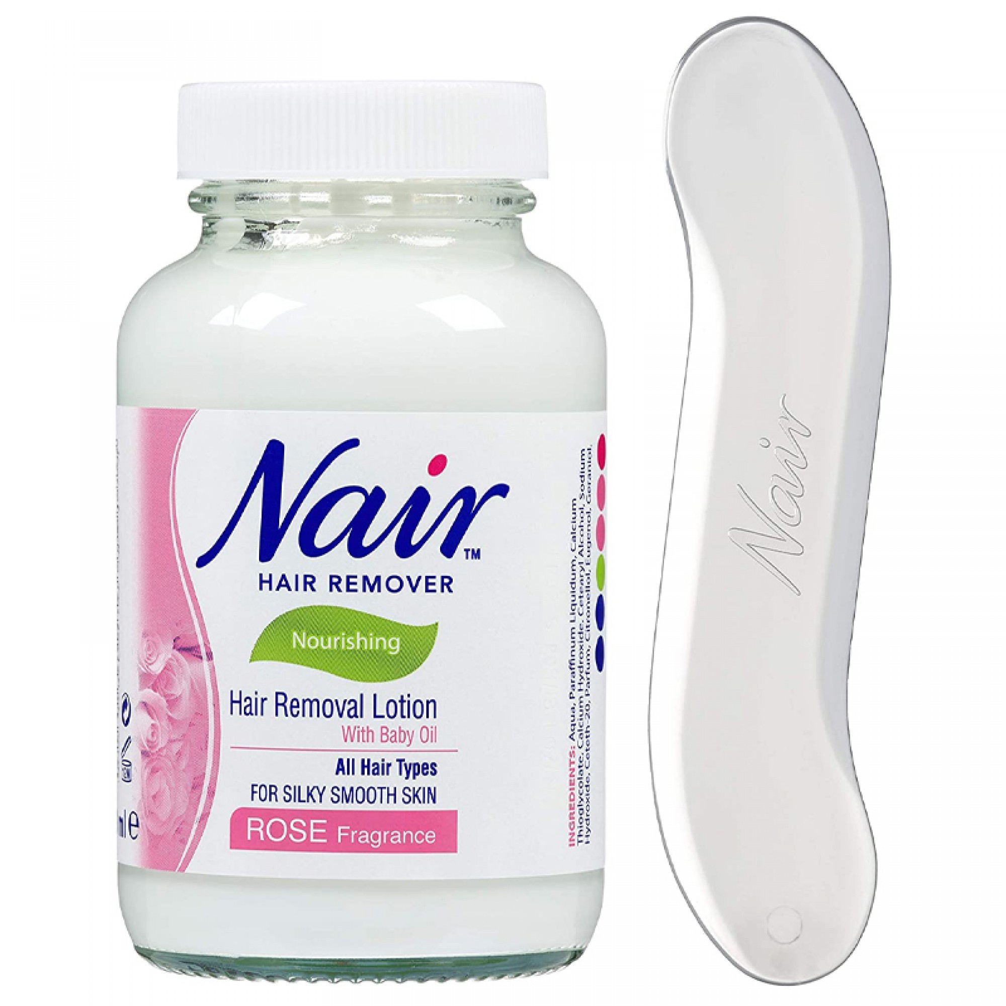 Nair Hair Removal Lotion with Baby Oil Rose Fragrance, 120 ml