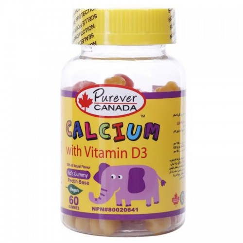 عبوة من 60 علكة الكالسيوم مع فيتامين D3 بيكتين أساسية