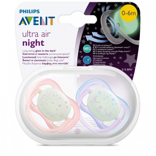 Soother that glows in the dark, 0-6 months, from Philips Avent, for boys Soother that glows in the dark, 0-6 months, from Philips Avent, for boys