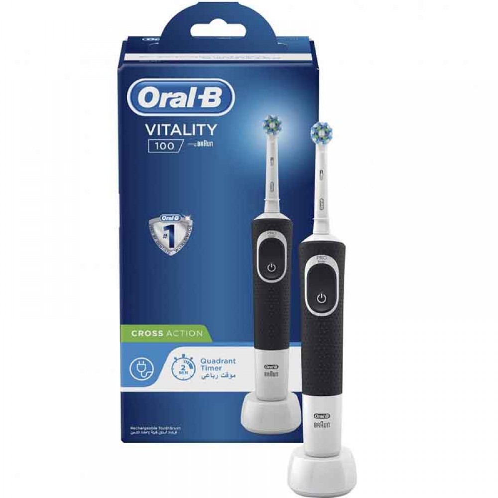 ORAL-B - VITALITY 100 CROSS ACTION ELECTRIC RECHARGEABLE TOOTHBRUSH, BLACK