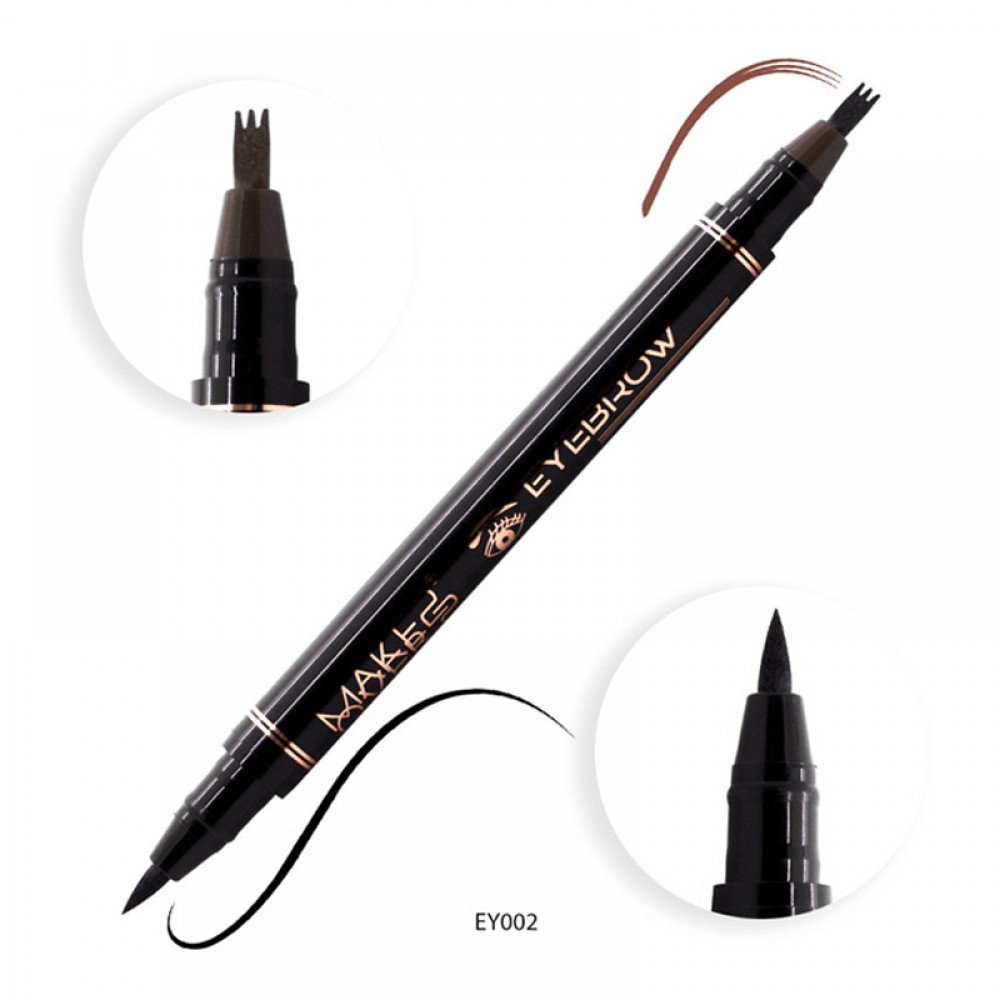 Make Over 22 2-In-1 Eyebrow And Eyeliner Pen - Black/Dark Brown - EY002