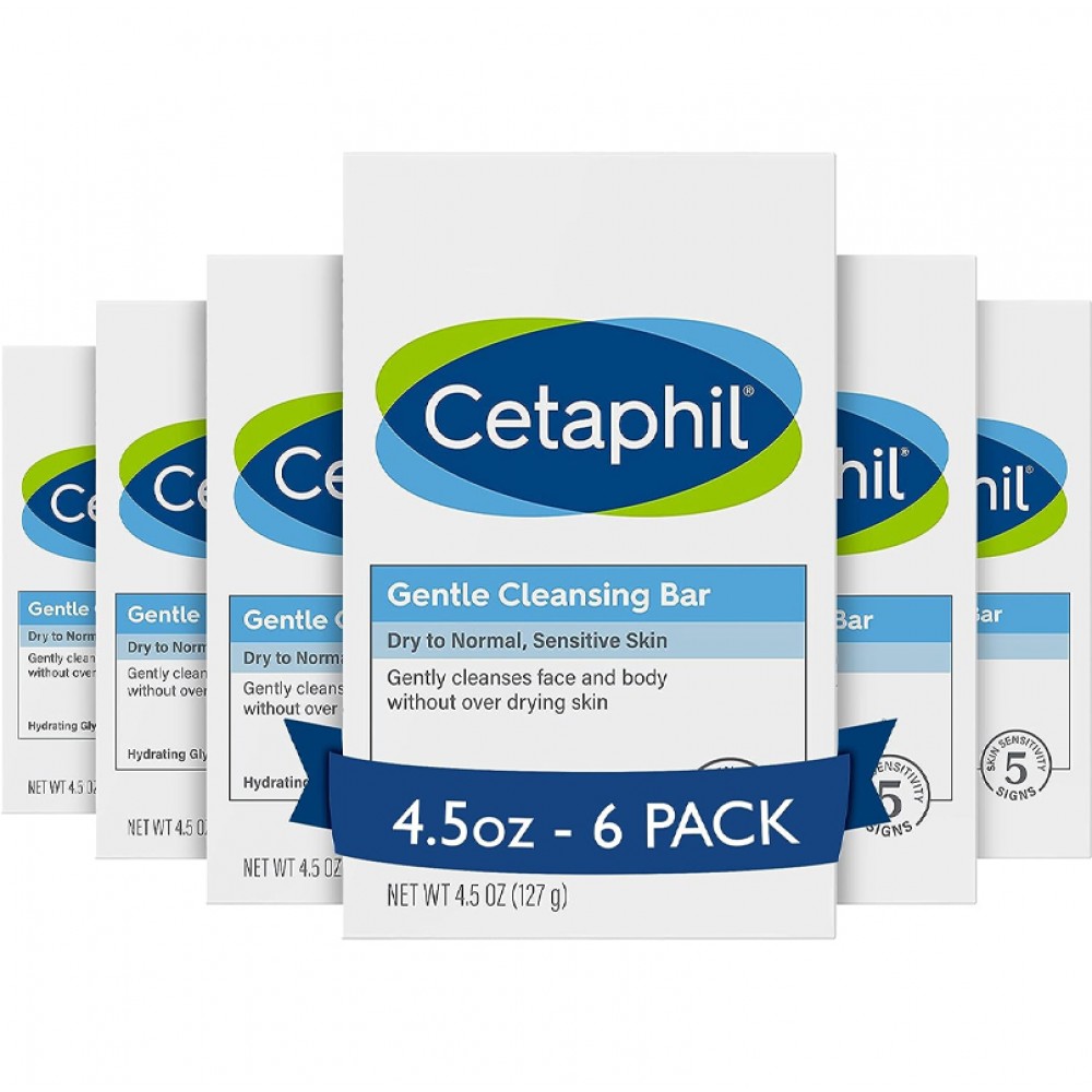 Cetaphil Cleansing & Moisturising Syndet Soap Bar - 75g x 6 Pack