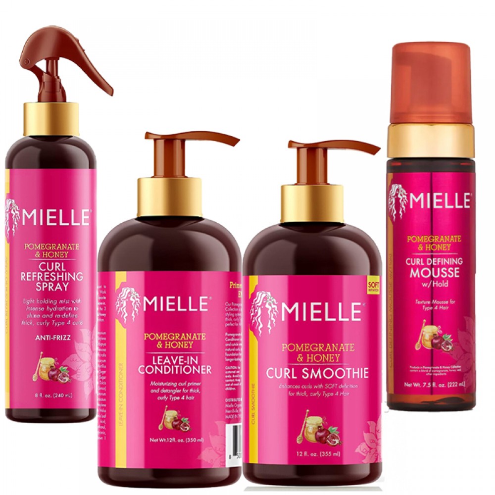 Mielle Organics Pomegranate & Honey Curl Care Collection, Foam, Leave-In,  Conditioner, Curl Spray