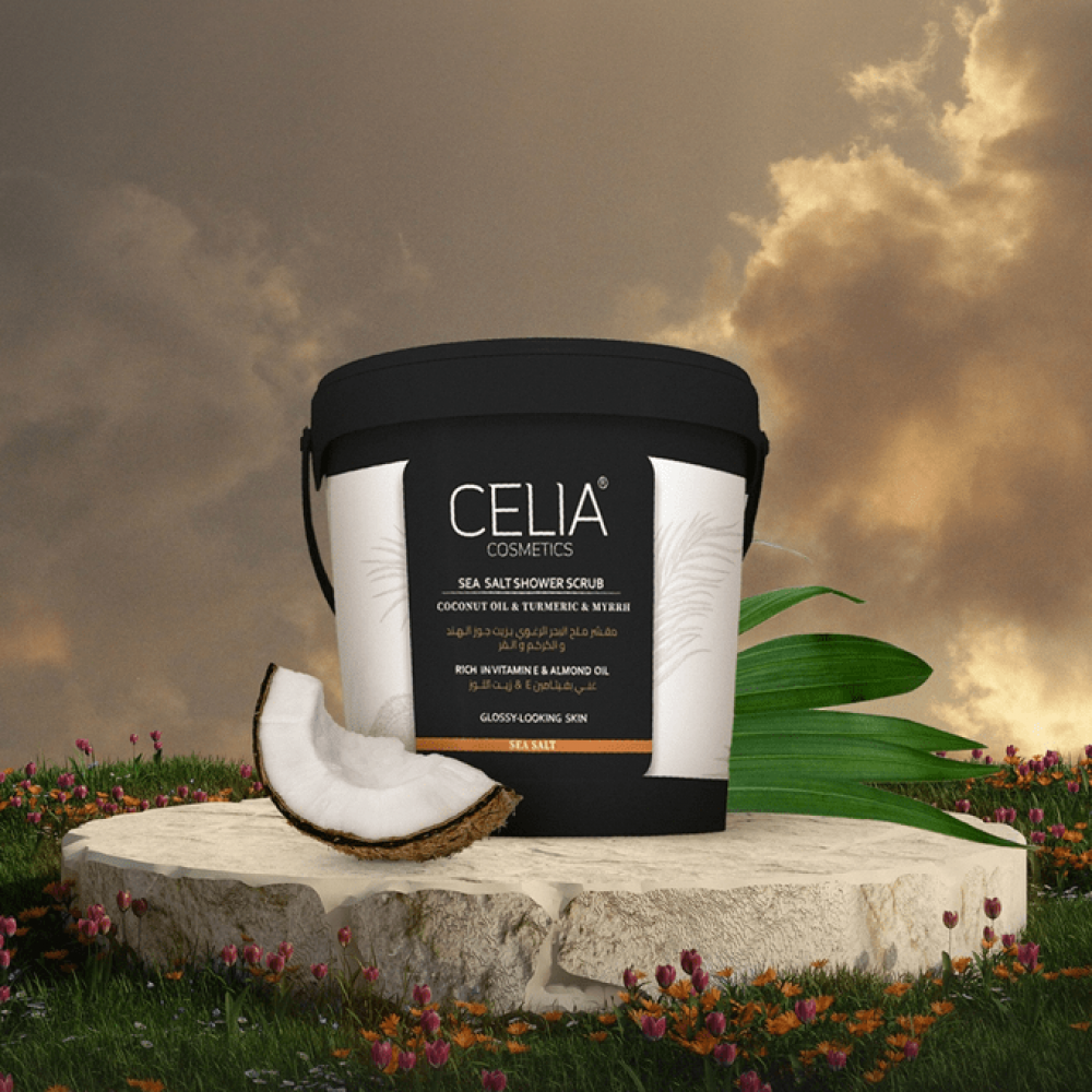 Celia Sea Salt Shower Scrub with Coconut Oil and Turmeric and Myrrh - 750g