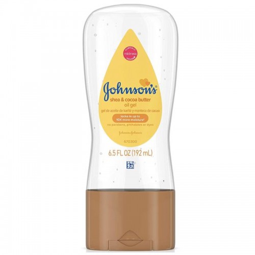 جل زيتي للاطفال من جونسون، غني بزبدة الشيا والكاكاو، رائع لتدليك الاطفال، 6.5 اونصة سائلة