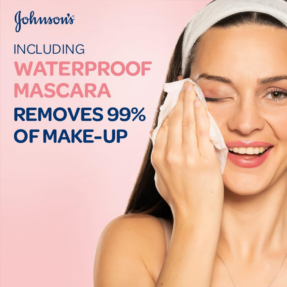 Johnson's Cleansing Facial Micellar Wipes, Refreshing, Normal Skin, Pack Of 25 Wipes