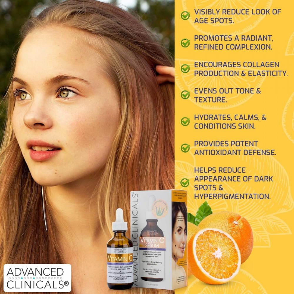 Advanced Clinicals Vitamin C Anti-aging Serum for Dark Spots, Uneven Skin Tone 59 mil