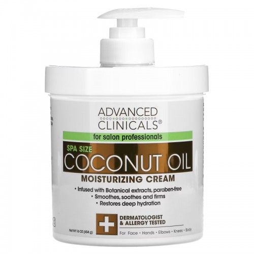 Advanced Clinicals Coconut Oil Cream. Spa size 16oz Moisturizing Cream. Coconut Oil for Face, Hands, Hair. Advanced Clinicals Coconut Oil Cream. Spa size 16oz Moisturizing Cream. Coconut Oil for Face, Hands, Hair.