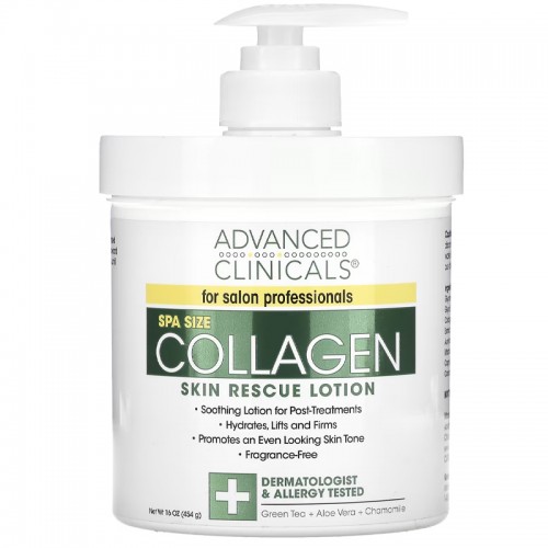 Advanced Clinicals, Collagen, Skin Rescue Lotion, Fragrance Free, 16 oz (454 g)