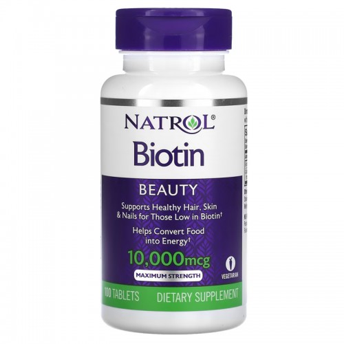 Natrol, Biotin, Maximum Strength, 10,000 mcg, 100 Tablets
