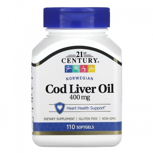21st Century, Norwegian Cod Liver Oil, 400 mg, 110 Softgels 21st Century, Norwegian Cod Liver Oil, 400 mg, 110 Softgels