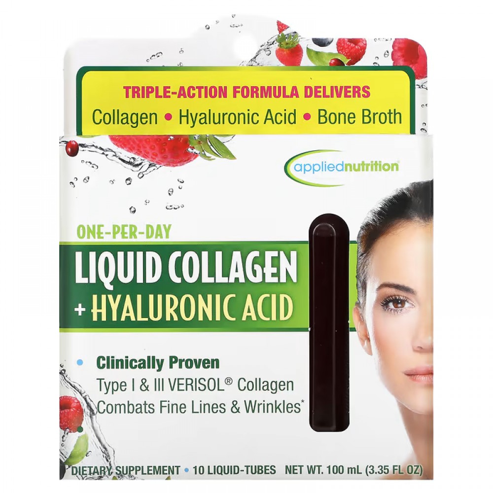 Liquid Collagen + Hyaluronic Acid, 10 Liquid-Tubes, Applied Nutrition, 3.35 fl oz (100 ml)