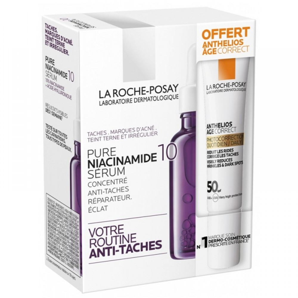 Pure Niacinamide 10 Sérum visage concentré anti-taches 30ml + Anthelios Age Correct SPF50 15ml La Roche-Posay