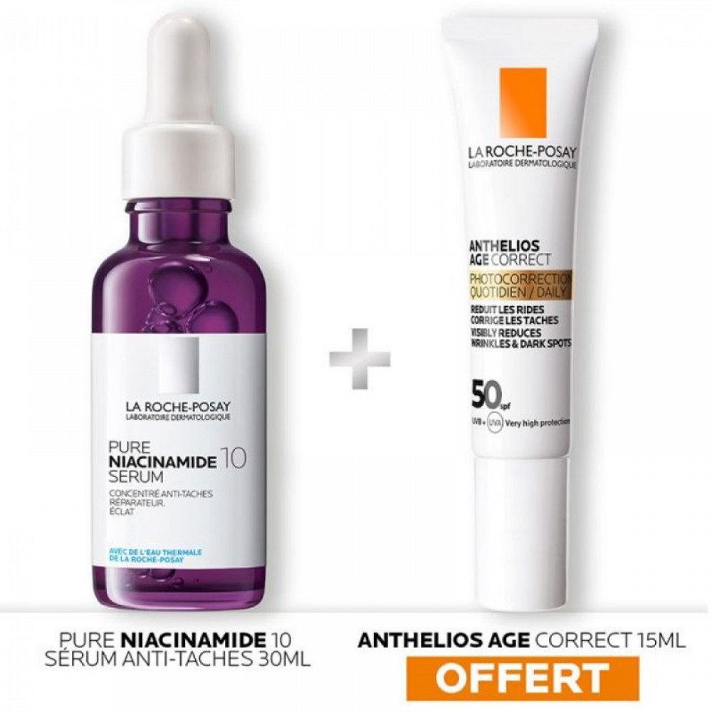 Pure Niacinamide 10 Sérum visage concentré anti-taches 30ml + Anthelios Age Correct SPF50 15ml La Roche-Posay