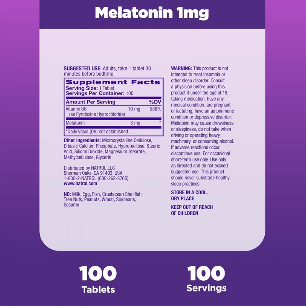 Natrol, Melatonin, 3 mg, 100 Tablets