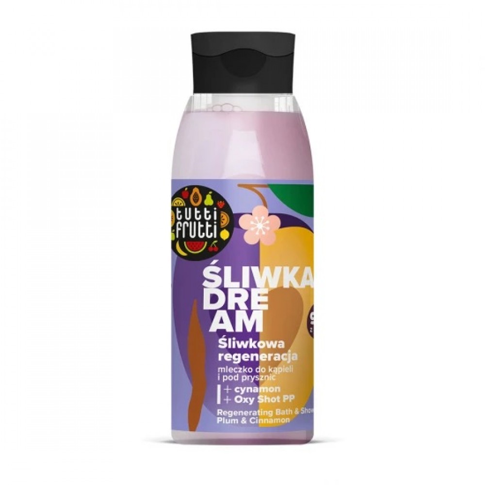 Tutti Frutti Regenerating Bath & Shower Milk Plum & Cinnamon 400 ml