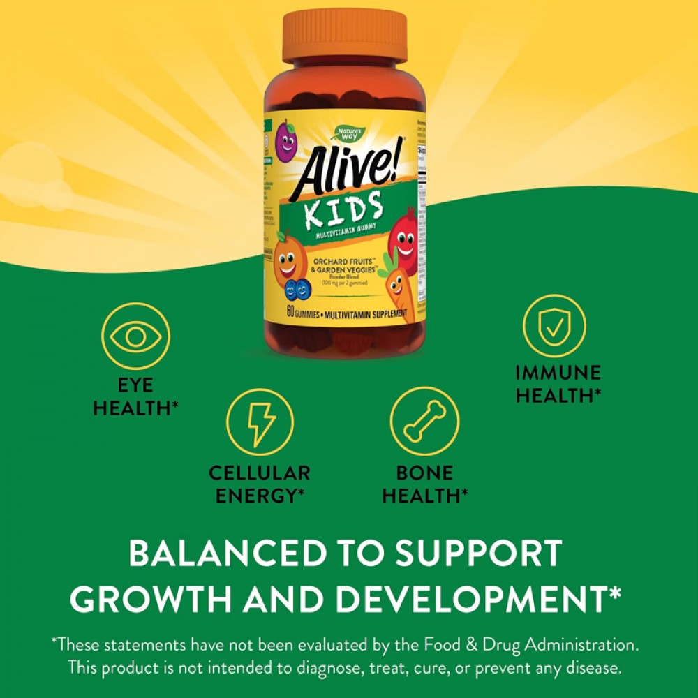 Nature's Way, Alive! Kids, Complete Multivitamin, Cherry, Orange & Grape , 60 Gummies