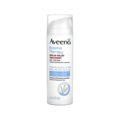 Aveeno, Eczema Therapy, Rescue Relief Treatment Gel Cream, Fragrance Free, 5 fl oz (150 ml)