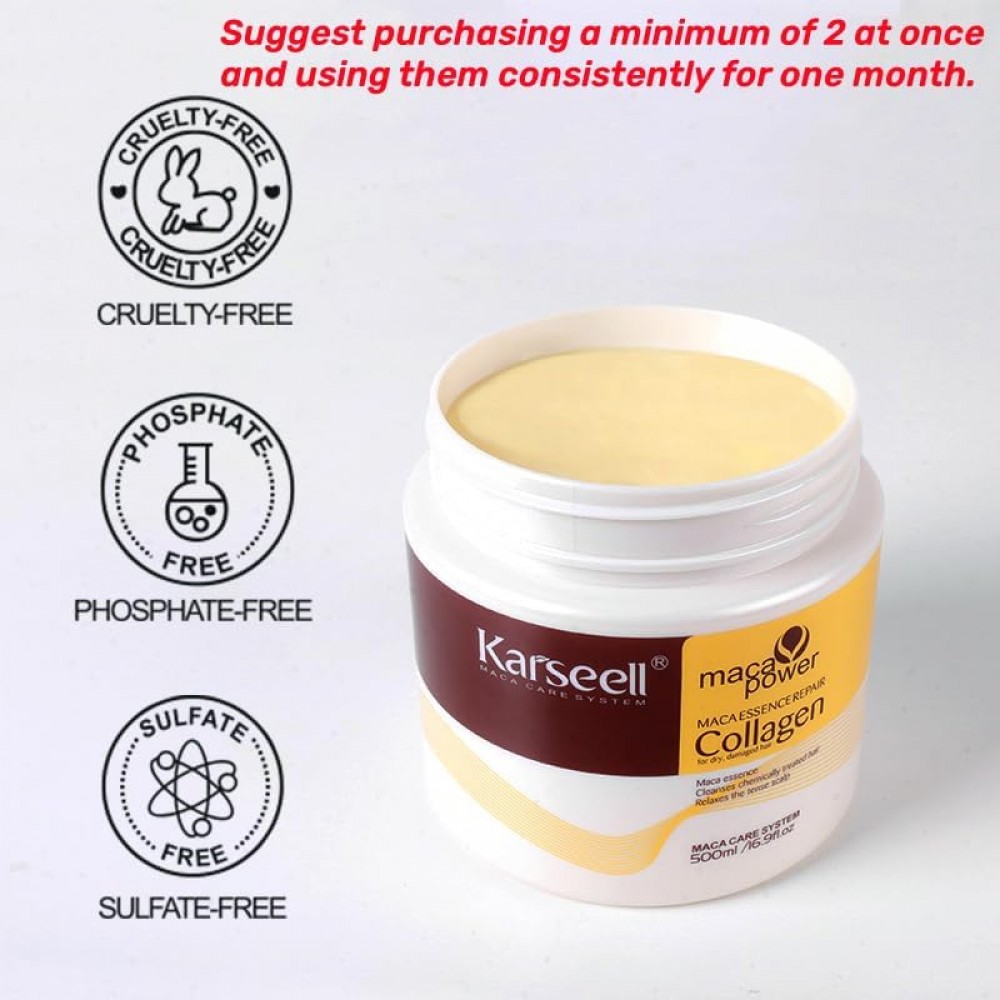 Karseell Collagen Hair Treatment Deep Repair Conditioning Argan Oil Collagen Hair  16.90 oz 500ml