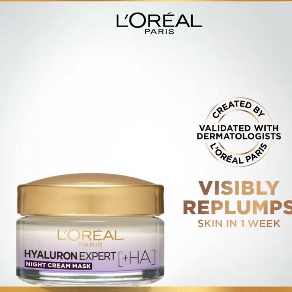 LOreal Paris Hyaluron Expert Replumping Moisturizing Care Night Cream Mask - 50ml