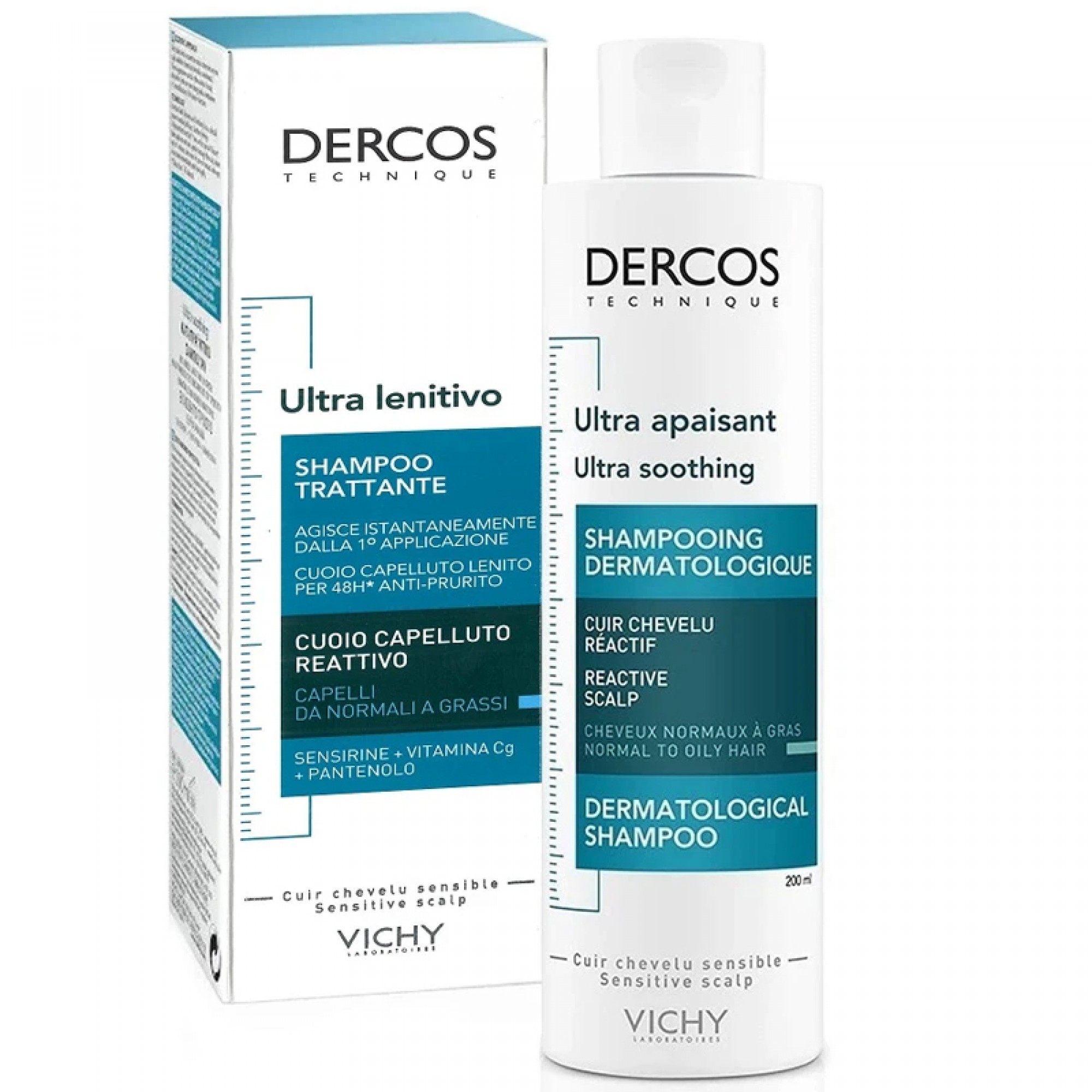 Vichy Dercos Ultra Sensitive Shampoo for Normal to Oily Hair - 200 ml