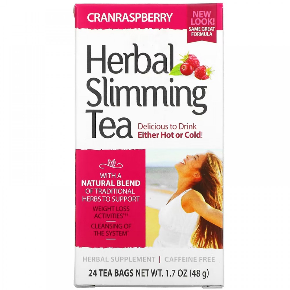 21st Century, Herbal Slimming Tea, Cranraspberry, Caffeine Free, 24 Tea Bags, 1.7 oz (48 g)