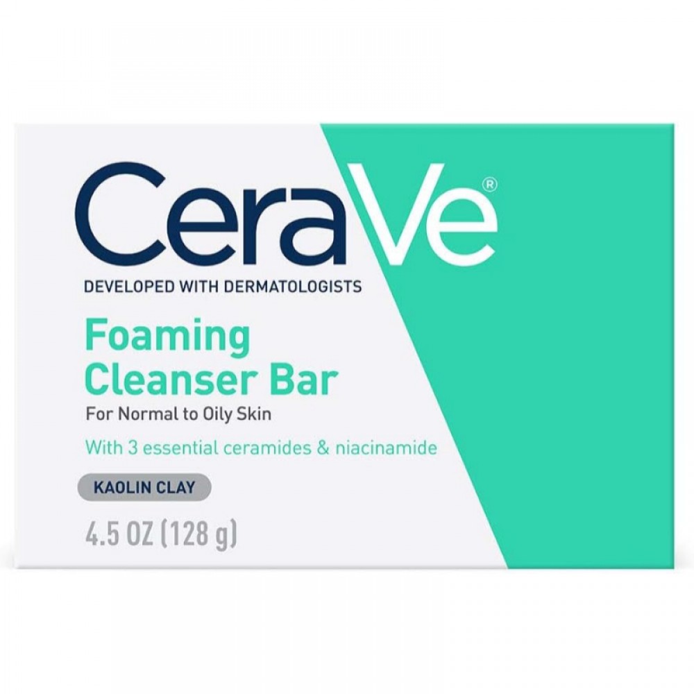 CeraVe Foaming Cleanser Bar | Soap-Free Body and Face Cleanser Bar for Oily Skin | Fragrance Free | 4.5 Ounce, White