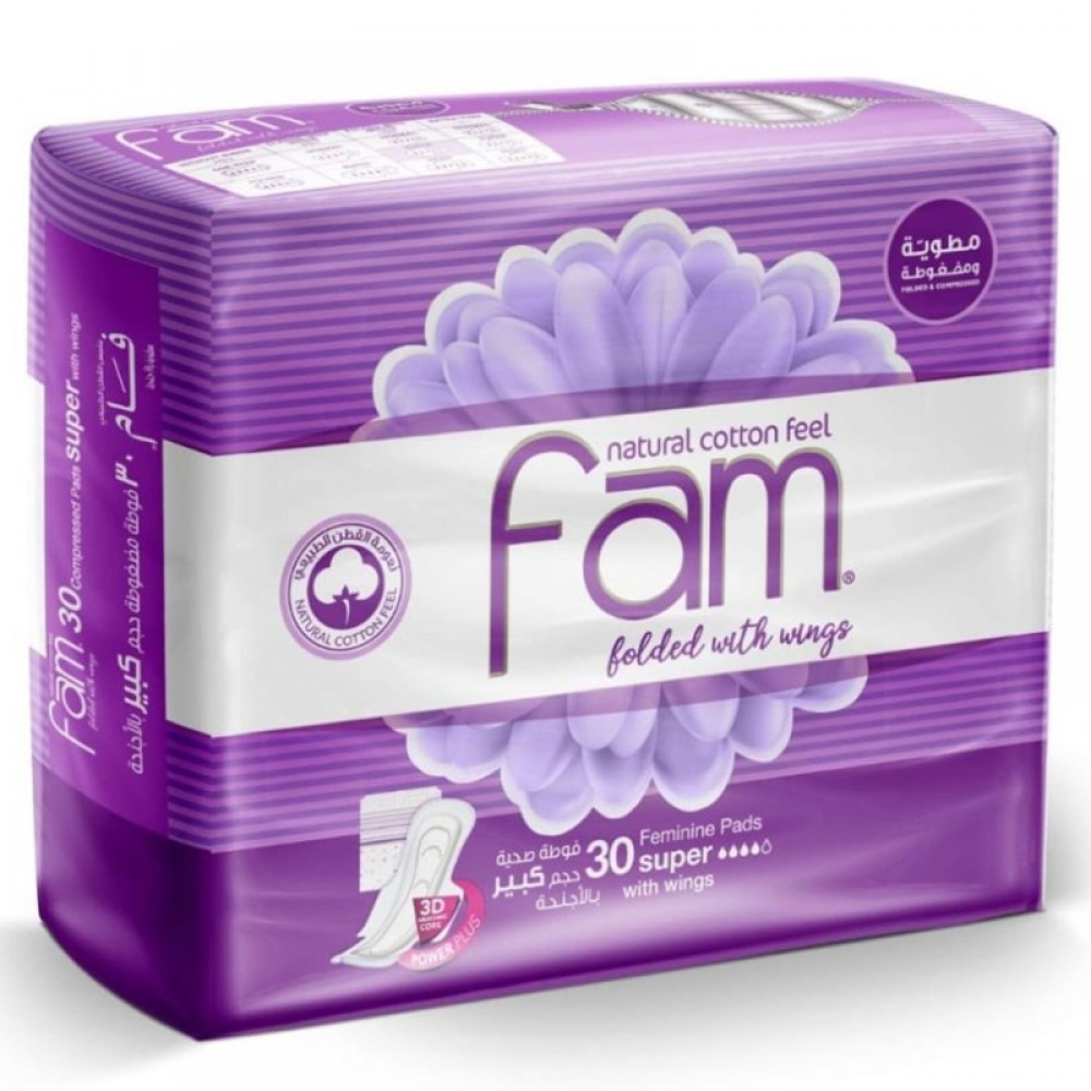 Fam - Large Sanitary Pads with Wings, 30 pads