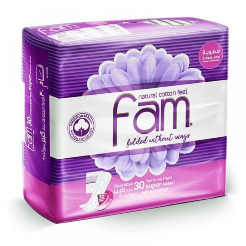 Fam - Large Sanitary Pads Without Wings, 30 Pads