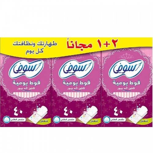 فوط سوفي يومية كلين اند بيور - منعش - 120 فوطة