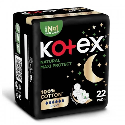 Kotex Natural Maxi Protection Night 100% Cotton - 22 Pads