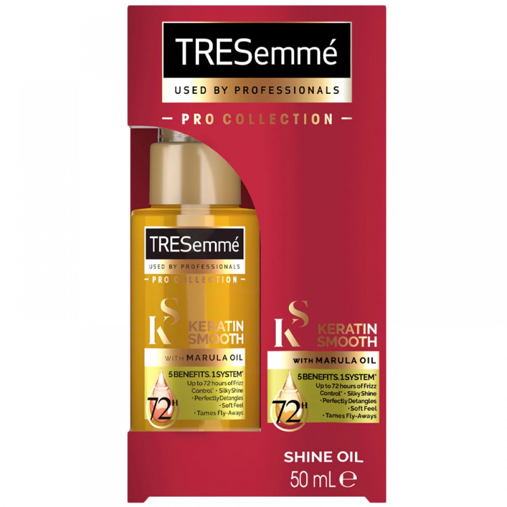 TRESEMMÉ Keratin Smooth Hair Oil, 5 smoothing benefits in 1 System, With Marula Oil for soft and smooth hair, 50ml