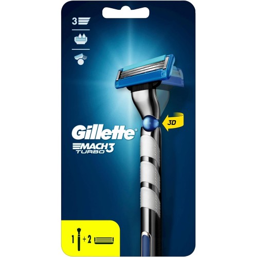 Gillette Razor Mach3 Turbo + 2 Refill Blades