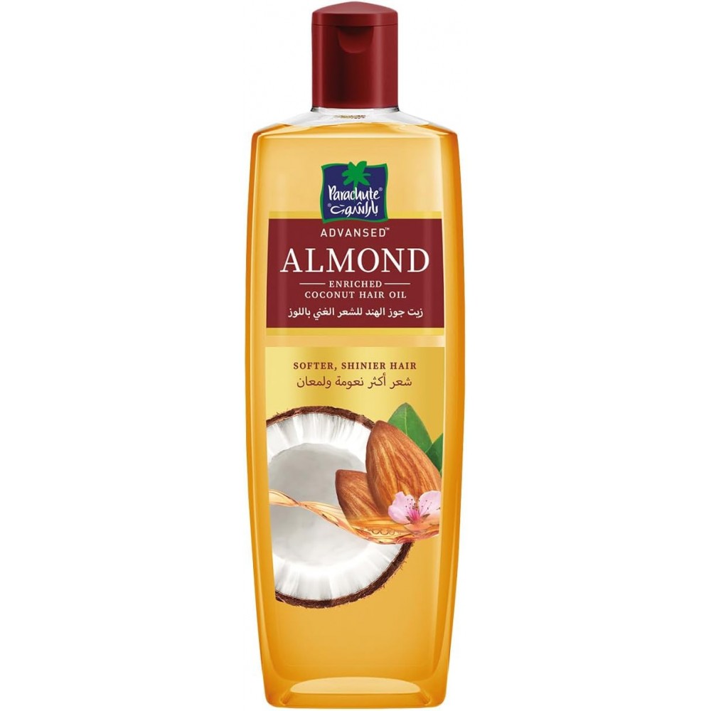 Parachute Advansed Alomnd Hair Oil for Softer, Shinier Hair | Enriched With Natural Coconut Oil | Contains 0% Parabens Silicones and Sulphate - 300ml