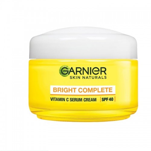 Garnier Skin Naturals Bright Complete Vitamin C Serum Cream with SPF40, Day Cream With SPF40 for Sun Protection and Skin Brightening - Suitable For all Skin Types, 45g Garnier Skin Naturals Bright Complete Vitamin C Serum Cream with SPF40, Day Cream With SPF40 for Sun Protection and Skin Brightening - Suitable For all Skin Types, 45g