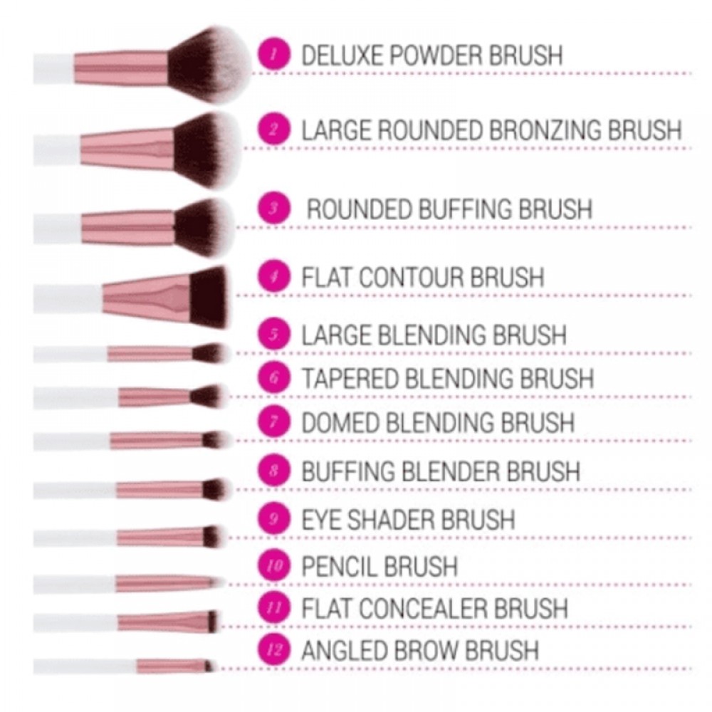 BH Cosmetics Crystal Quartz Brush Set - 12 Pieces