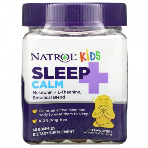 Natrol, Kids, Sleep + Calm, Ages 4 + Up, Strawberry, 60 Gummies Natrol, Kids, Sleep + Calm, Ages 4 + Up, Strawberry, 60 Gummies