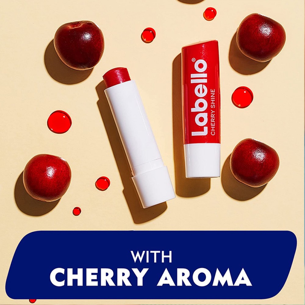 LABELLO Lip Balm, Moisturising Lip Care, Cherry Shine, 4.8g