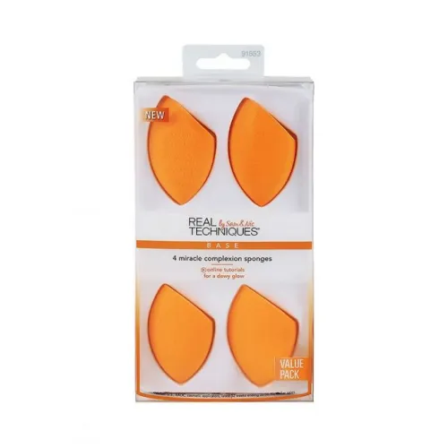 Real Techniques Miracle Complexion Sponge Set, Orange, 4 Pieces