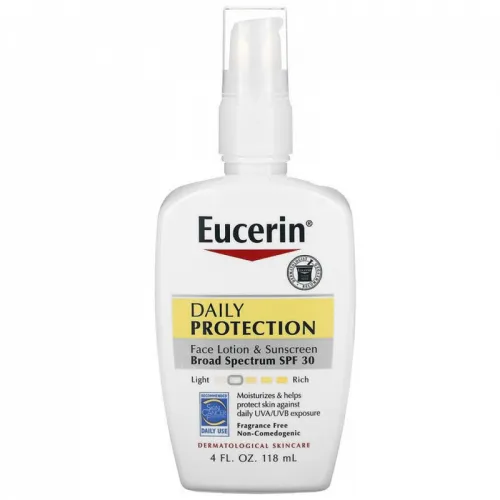Eucerin Daily Protection Face Lotion & Sunscreen, SPF 30, Fragrance Free, 4 fl oz (118 ml)