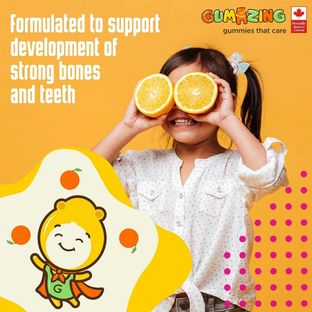 حلوى الأطفال من Gumazing: كالسيوم + فيتامين د3 (60 قطعة)