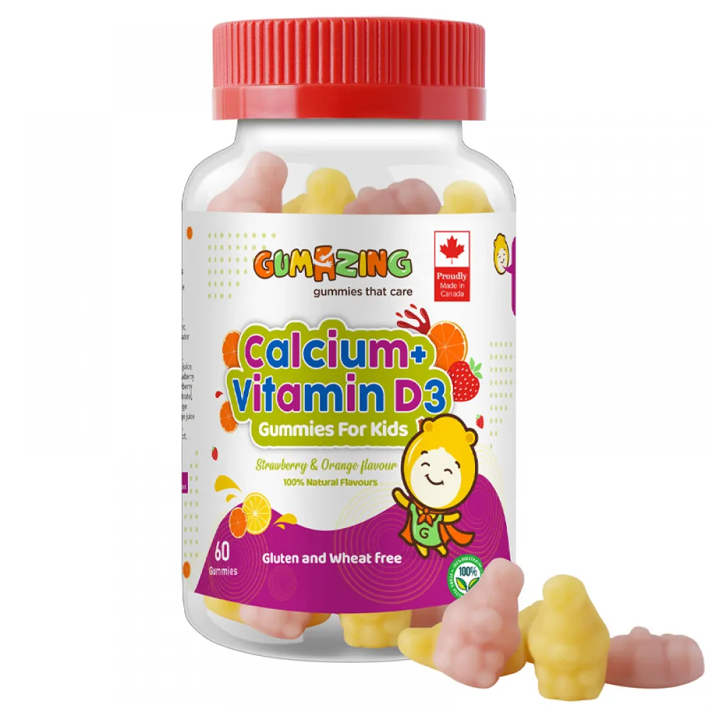 حلوى الأطفال من Gumazing: كالسيوم + فيتامين د3 (60 قطعة)