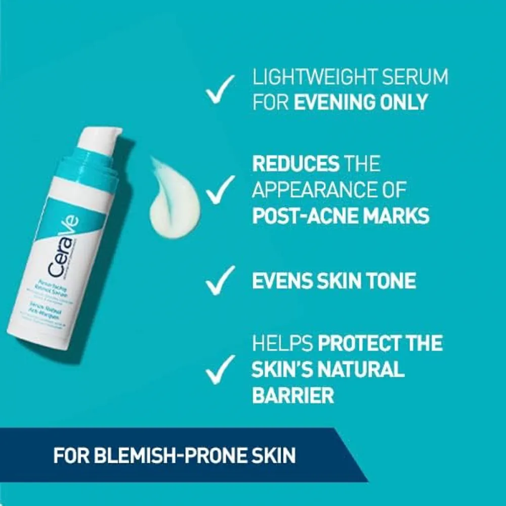 CeraVe Retinol Serum Post-Acne Marks And Skin Texture To Refine Pores, Resurface And Brighten Skin 30 ml