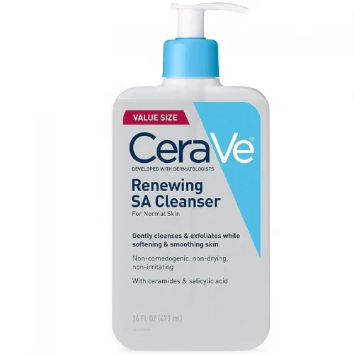 CeraVe SA Cleanser | Salicylic Acid Cleanser with Hyaluronic Acid, Niacinamide & Ceramides| BHA Exfoliant for Face | Fragrance Free Non-Comedogenic | 16 Ounce