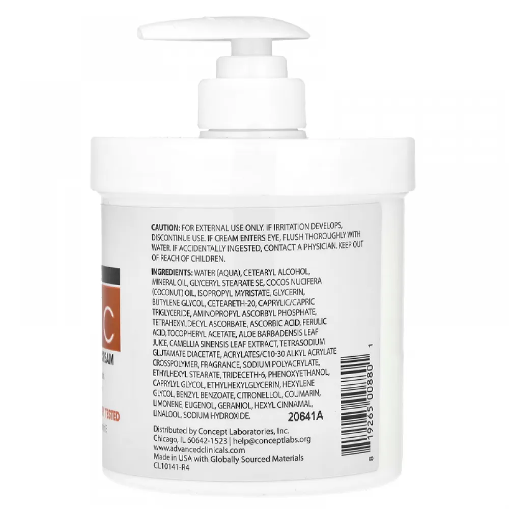 Advanced Clinicals, Vitamin C, Advanced Brightening Cream, 16 oz (454 g)