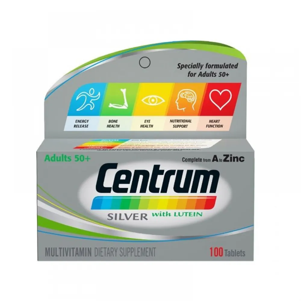 Centrum Silver with Lutein Multivitamin Dietary Supplement, 100 Tablets