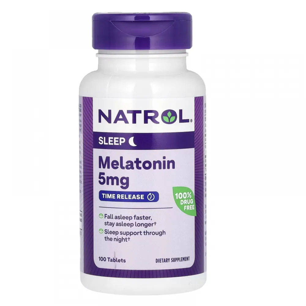 Natrol, Melatonin, Time Release, 5 mg, 100 Tablets
